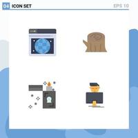 Group of 4 Modern Flat Icons Set for seo lighter log spring hacker Editable Vector Design Elements