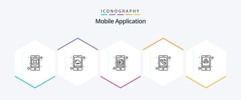 Mobile Application 25 Line icon pack including google. phone. communication. mobile. app vector