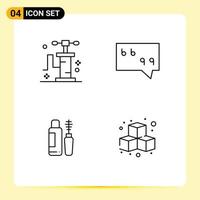 conjunto de 4 iconos de interfaz de usuario modernos signos de símbolos para bomba botella burbuja maskara divertidos elementos de diseño vectorial editables vector