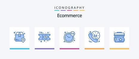 paquete de iconos azul 5 de comercio electrónico que incluye calificación. ayudar. llamada. Servicio. diseño de iconos creativos vector