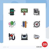 Set of 9 Modern UI Icons Symbols Signs for creative party blog celebrate web Editable Vector Design Elements