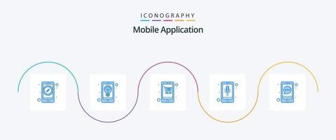 paquete de iconos azul 5 de aplicaciones móviles que incluye burbuja. carro. grabadora de teléfono reconocimiento de audio vector