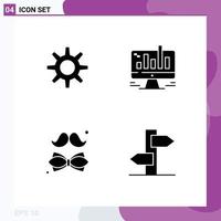 4 Universal Solid Glyph Signs Symbols of gear dress business graph father Editable Vector Design Elements