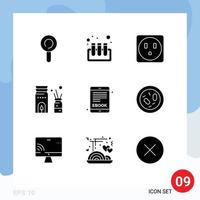 9 Creative Icons Modern Signs and Symbols of health biology burner bacterium electronic book Editable Vector Design Elements