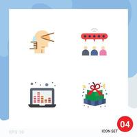 Editable Vector Line Pack of 4 Simple Flat Icons of business laptop path network sound frequency Editable Vector Design Elements