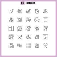 Pack of 25 Modern Lines Signs and Symbols for Web Print Media such as research women drink symbol eight Editable Vector Design Elements