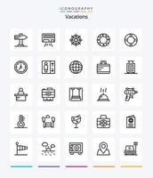 vacaciones creativas 25 paquete de iconos de contorno como . la vida . . seguro . rueda vector