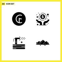 Pictogram Set of 4 Simple Solid Glyphs of cruzeiro grass money freedom summer Editable Vector Design Elements