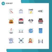 Modern Set of 16 Flat Colors and symbols such as media camera mail camcorder webpage Editable Pack of Creative Vector Design Elements