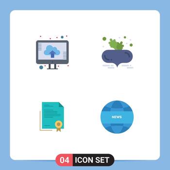 4 Flat Icon concept for Websites Mobile and Apps cloud business upload food legal document Editable Vector Design Elements