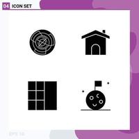 Set of 4 Vector Solid Glyphs on Grid for complexity home concept maze grid Editable Vector Design Elements