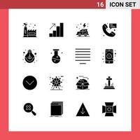 Universal Icon Symbols Group of 16 Modern Solid Glyphs of idea education green messaging message Editable Vector Design Elements