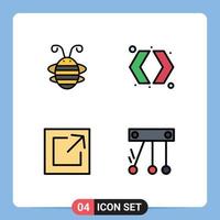 Set of 4 Commercial Filledline Flat Colors pack for bee insect export ladybird switch share Editable Vector Design Elements