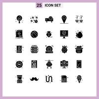 Set of 25 Modern UI Icons Symbols Signs for jewelry drop powerpoint presentation interface location Editable Vector Design Elements