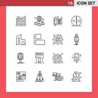 User Interface Pack of 16 Basic Outlines of apartment puncture fax halloween costume Editable Vector Design Elements