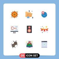 Set of 9 Vector Flat Colors on Grid for programming develop storage computer internet Editable Vector Design Elements