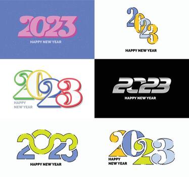 Big Set of 2023 Happy New Year logo text design 2023 number design template vector