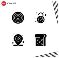 Mobile Interface Solid Glyph Set of 4 Pictograms of board location sport unsafe medical Editable Vector Design Elements