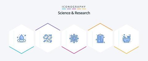 paquete de iconos azules de ciencia 25 que incluye . ciencia. ciencia. cuenco. portapapeles vector