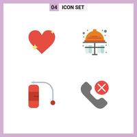 Universal Icon Symbols Group of 4 Modern Flat Icons of heart diving favorite test tubes vacation Editable Vector Design Elements