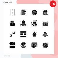 16 Universal Solid Glyph Signs Symbols of chart metrics mobile analytics iot Editable Vector Design Elements