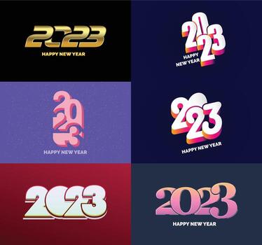 Big Set of 2023 Happy New Year logo text design 2023 number design template vector