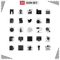 25 Universal Solid Glyph Signs Symbols of unavailable sold growth sign folder Editable Vector Design Elements