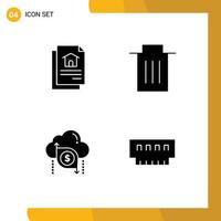 Solid Glyph Pack of 4 Universal Symbols of file dollar delete user money Editable Vector Design Elements