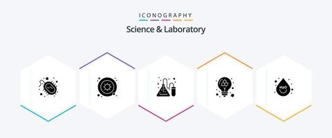 paquete de iconos de 25 glifos de ciencia que incluye bebida. molécula. experimento. modelo. bulbo vector