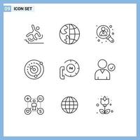 Modern Set of 9 Outlines Pictograph of solar system planetary system earth orbit user Editable Vector Design Elements