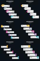 plantilla de diapositiva de presentación del paquete de infografías vectoriales 6 diagramas de ciclo de 5 pasos y líneas de tiempo vector