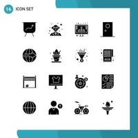Editable Vector Line Pack of 16 Simple Solid Glyphs of logistic delivery storage cargo interior Editable Vector Design Elements
