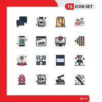 Flat Color Filled Line Pack of 16 Universal Symbols of internet banking couple commerce group student Editable Creative Vector Design Elements