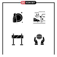 4 Thematic Vector Solid Glyphs and Editable Symbols of beauty barrier fashion cars biosphere Editable Vector Design Elements