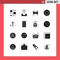 Solid Glyph Pack of 16 Universal Symbols of multimedia camera support movie film Editable Vector Design Elements