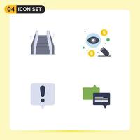 Pack of 4 Modern Flat Icons Signs and Symbols for Web Print Media such as stair chat error ladder dollar exclamation mark Editable Vector Design Elements