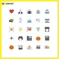 Flat Color Pack of 25 Universal Symbols of computer robot space robotic spider Editable Vector Design Elements