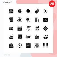 Editable Vector Line Pack of 25 Simple Solid Glyphs of setting time programming timer tool Editable Vector Design Elements