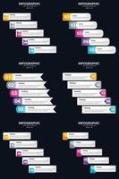 plantilla de diapositiva de presentación del paquete de infografías vectoriales 6 diagramas de ciclo de 5 pasos y líneas de tiempo vector