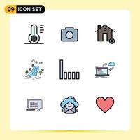 9 Creative Icons Modern Signs and Symbols of connection clouds estate pain waterfall Editable Vector Design Elements