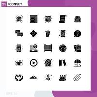25 Thematic Vector Solid Glyphs and Editable Symbols of internet log sidebar document seo Editable Vector Design Elements