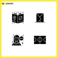 Mobile Interface Solid Glyph Set of 4 Pictograms of bible sent halloween envelope communication Editable Vector Design Elements