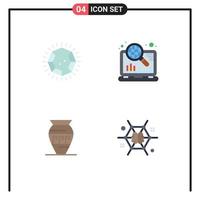 Modern Set of 4 Flat Icons and symbols such as diamond ancient jar jewelry optimization jar Editable Vector Design Elements