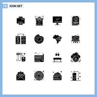 conjunto de 16 iconos de interfaz de usuario modernos signos de símbolos para elementos de diseño de vector editables de pc de información de computadora de hoja bancaria