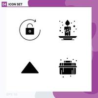 Pack of 4 Modern Solid Glyphs Signs and Symbols for Web Print Media such as arrow play autumn festival mechanical Editable Vector Design Elements