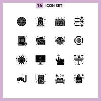 Set of 16 Modern UI Icons Symbols Signs for economy sale female day calendar Editable Vector Design Elements