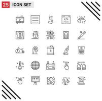 Set of 25 Vector Lines on Grid for jewelry crown girl interface coding Editable Vector Design Elements