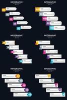 plantilla de diapositiva de presentación del paquete de infografías vectoriales 6 diagramas de ciclo de 5 pasos y líneas de tiempo vector