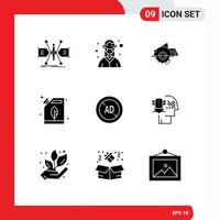 9 Universal Solid Glyphs Set for Web and Mobile Applications energy can medical repair circular saw Editable Vector Design Elements