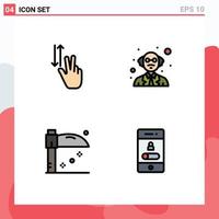 Set of 4 Modern UI Icons Symbols Signs for finger holiday up professor calling Editable Vector Design Elements